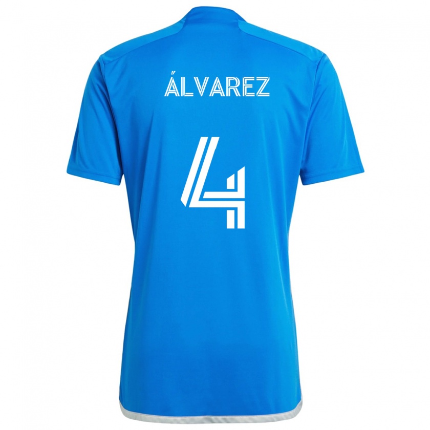 Kandiny Niño Camiseta Fernando Álvarez #4 Azul Blanco 1ª Equipación 2024/25 La Camisa Chile