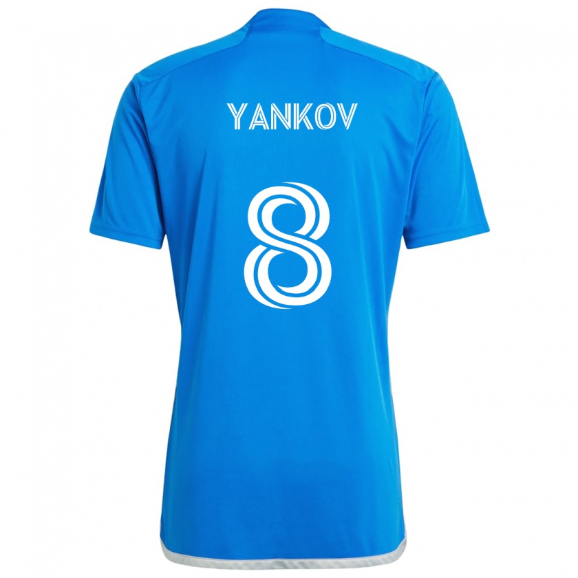 Kandiny Niño Camiseta Dominik Yankov #8 Azul Blanco 1ª Equipación 2024/25 La Camisa Chile