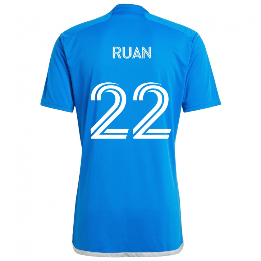 Kandiny Niño Camiseta Ruan #22 Azul Blanco 1ª Equipación 2024/25 La Camisa Chile