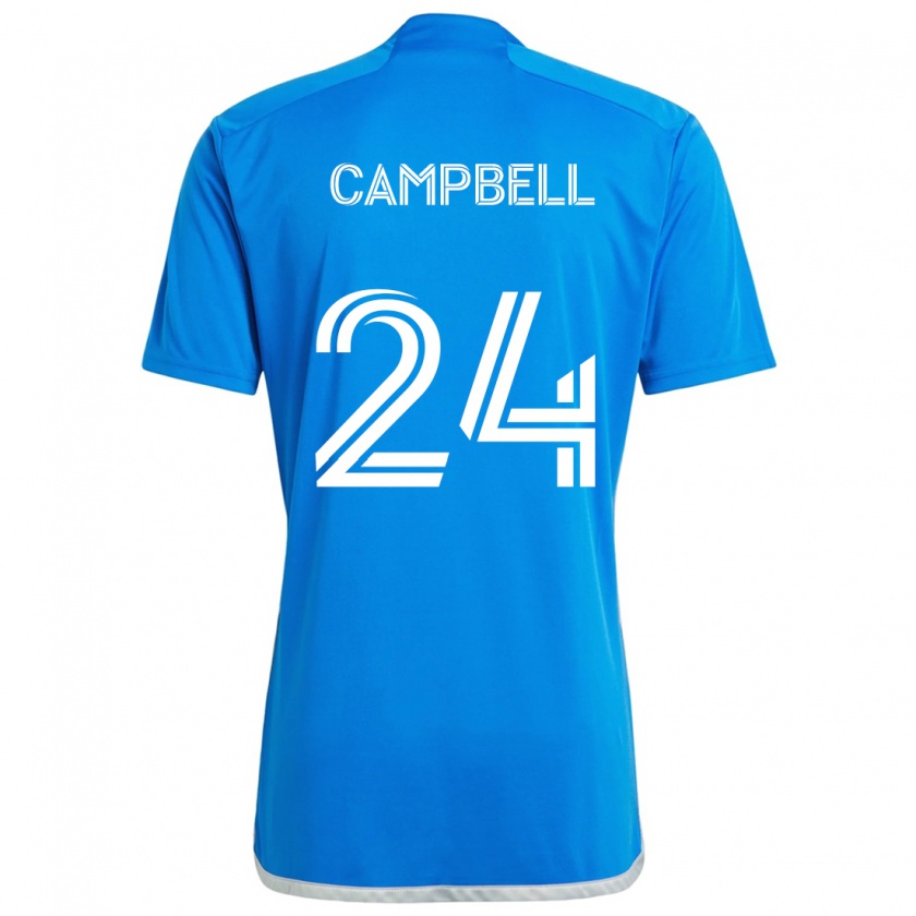 Kandiny Niño Camiseta George Campbell #24 Azul Blanco 1ª Equipación 2024/25 La Camisa Chile