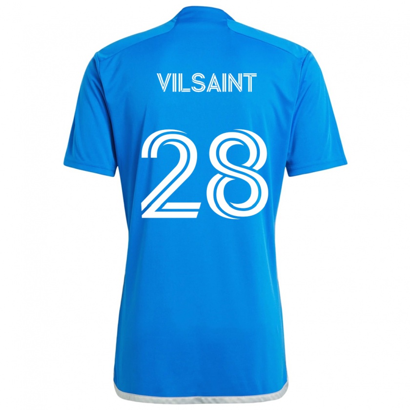 Kandiny Niño Camiseta Jules-Anthony Vilsaint #28 Azul Blanco 1ª Equipación 2024/25 La Camisa Chile