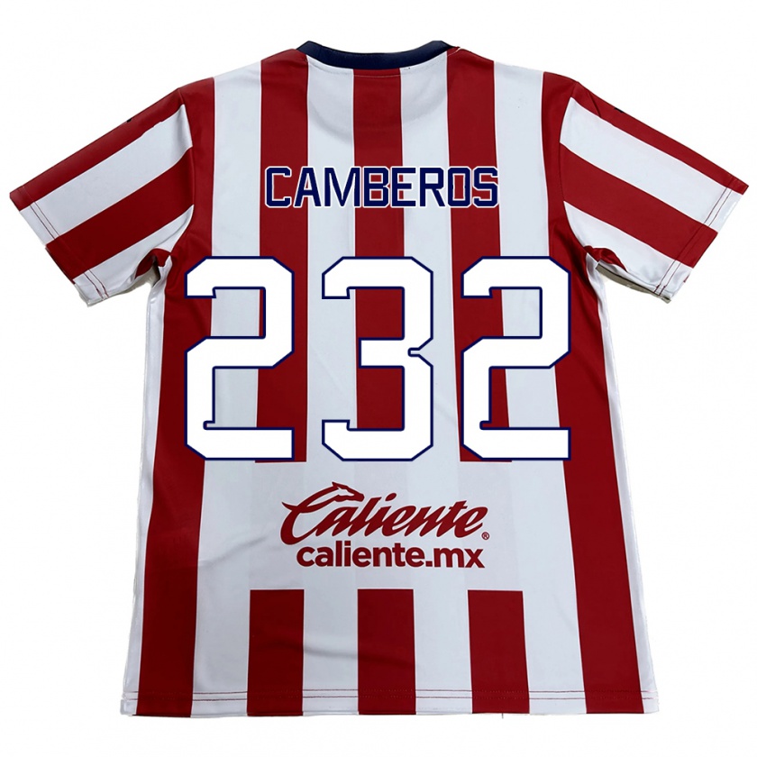 Kandiny Niño Camiseta Hugo Camberos #232 Rojo Blanco 1ª Equipación 2024/25 La Camisa Chile