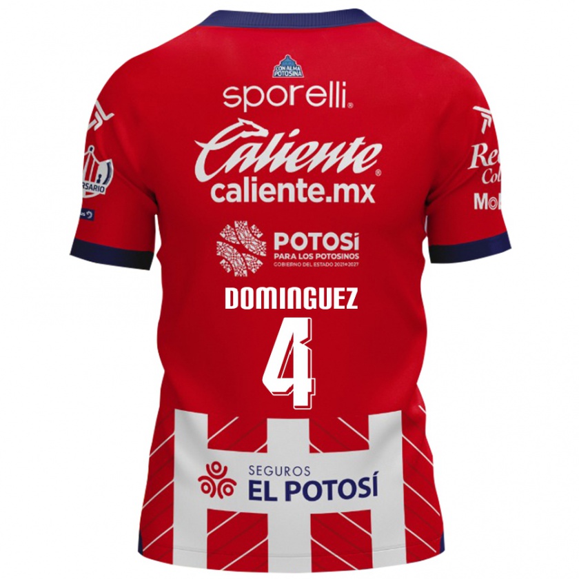 Kandiny Niño Camiseta Julio César Domínguez #4 Rojo Blanco 1ª Equipación 2024/25 La Camisa Chile