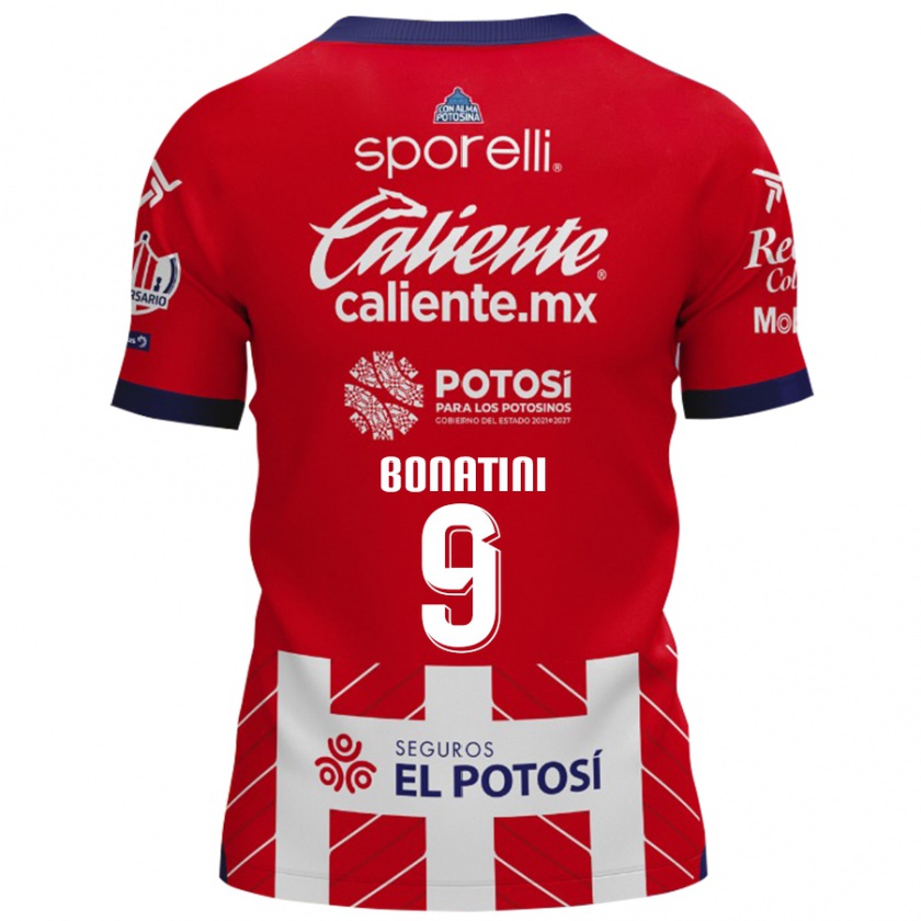 Kandiny Niño Camiseta Léo Bonatini #9 Rojo Blanco 1ª Equipación 2024/25 La Camisa Chile