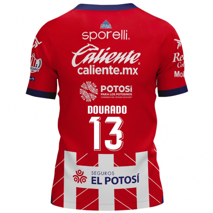 Kandiny Niño Camiseta Rodrigo Dourado #13 Rojo Blanco 1ª Equipación 2024/25 La Camisa Chile