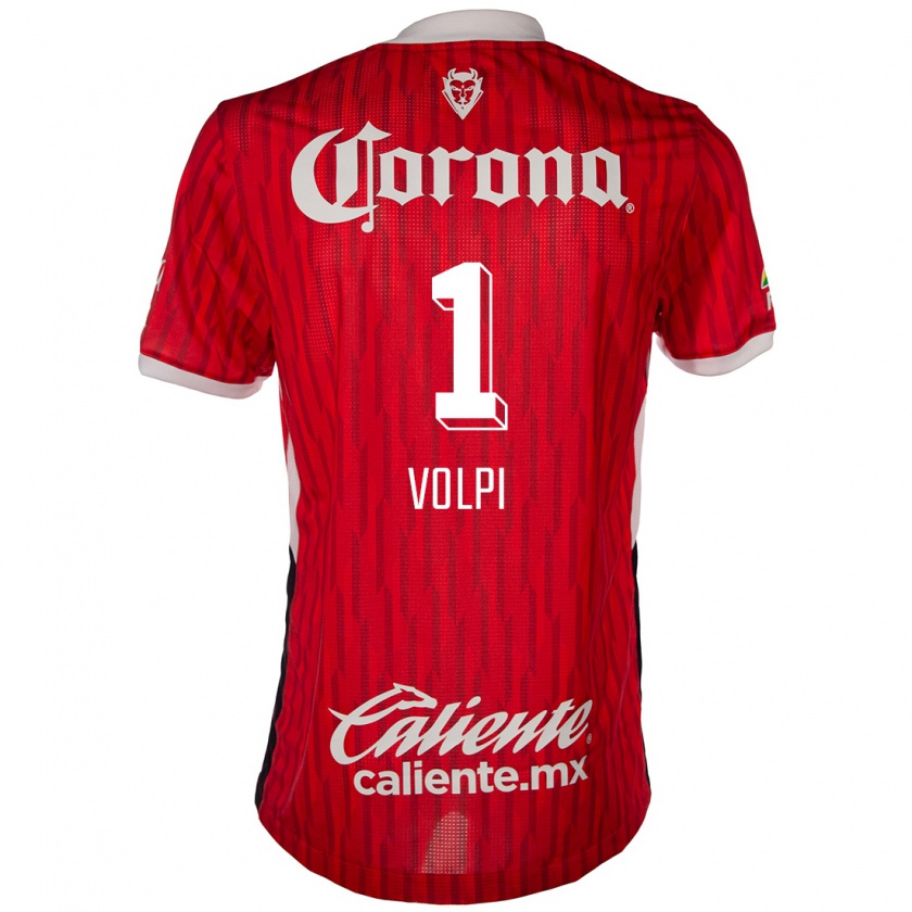 Kandiny Niño Camiseta Tiago Volpi #1 Rojo Blanco 1ª Equipación 2024/25 La Camisa Chile