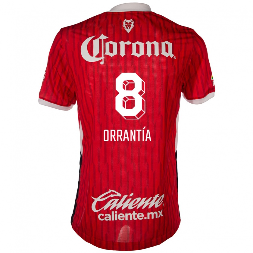 Kandiny Niño Camiseta Carlos Orrantía #8 Rojo Blanco 1ª Equipación 2024/25 La Camisa Chile