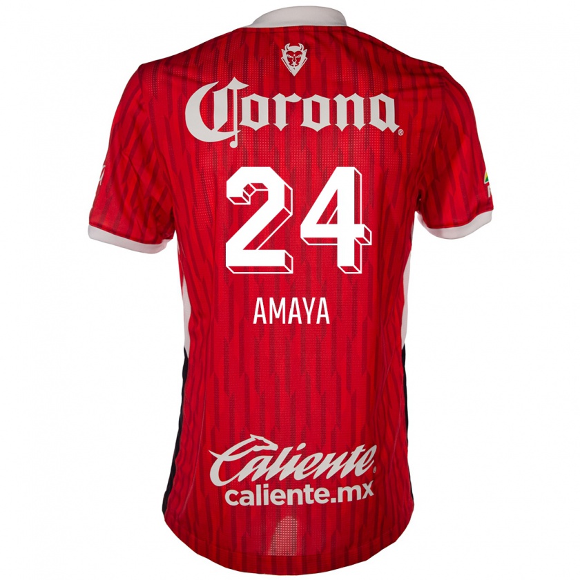 Kandiny Niño Camiseta Frankie Amaya #24 Rojo Blanco 1ª Equipación 2024/25 La Camisa Chile