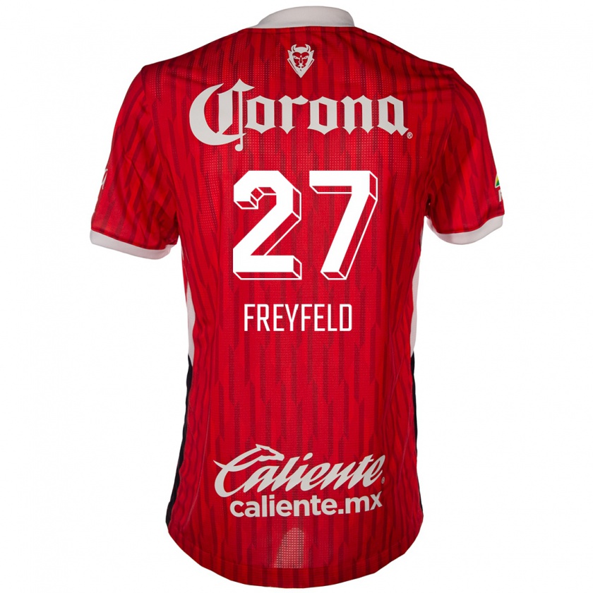 Kandiny Niño Camiseta Emiliano Freyfeld #27 Rojo Blanco 1ª Equipación 2024/25 La Camisa Chile