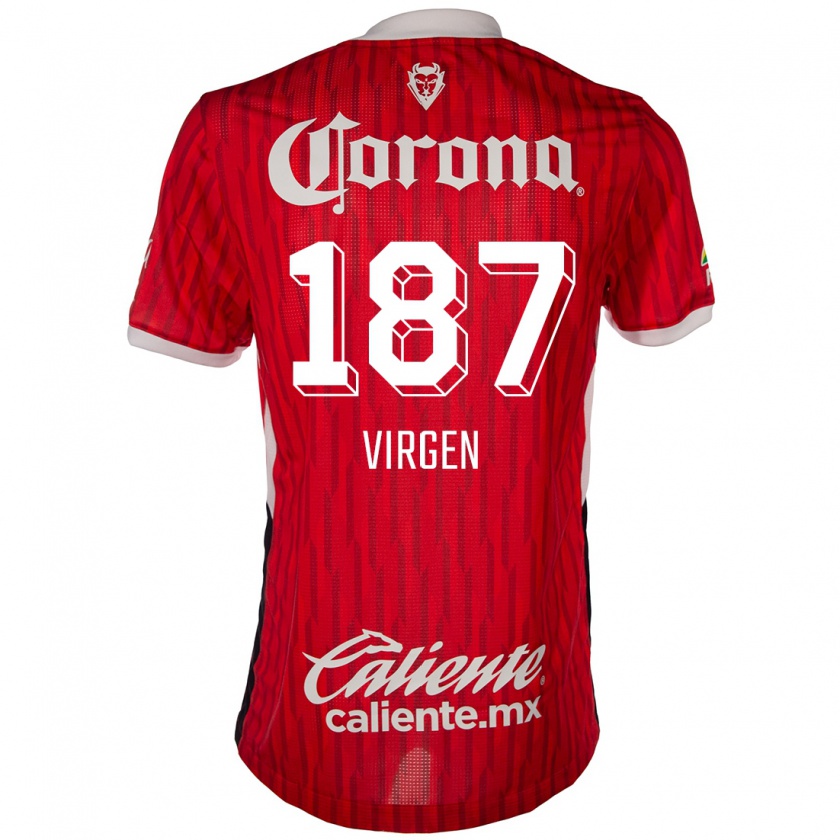 Kandiny Niño Camiseta Oswaldo Virgen #187 Rojo Blanco 1ª Equipación 2024/25 La Camisa Chile