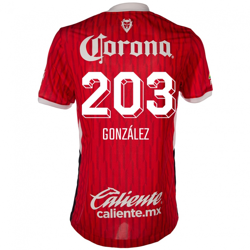 Kandiny Niño Camiseta Luis González #203 Rojo Blanco 1ª Equipación 2024/25 La Camisa Chile