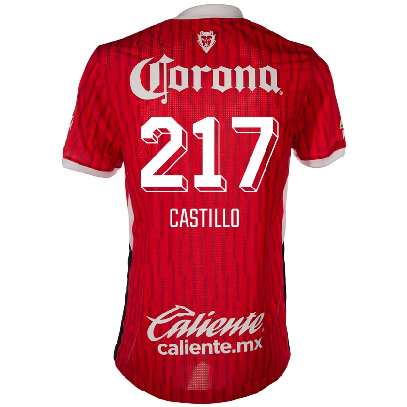 Kandiny Niño Camiseta Klever Castillo #217 Rojo Blanco 1ª Equipación 2024/25 La Camisa Chile