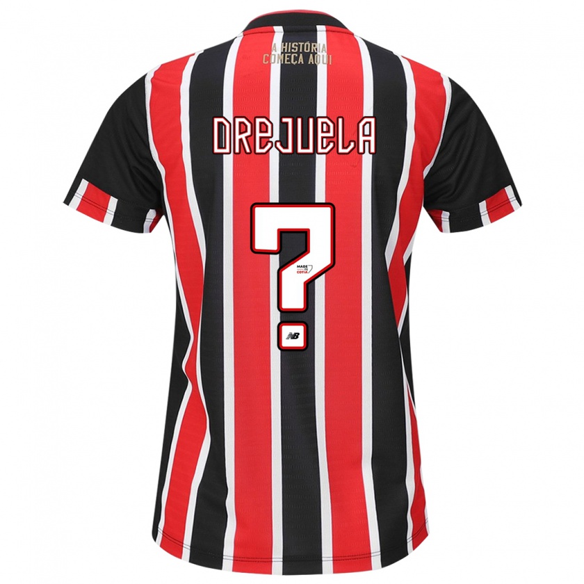 Kandiny Niño Camiseta Luis Orejuela #0 Negro Rojo Blanco 2ª Equipación 2024/25 La Camisa Chile