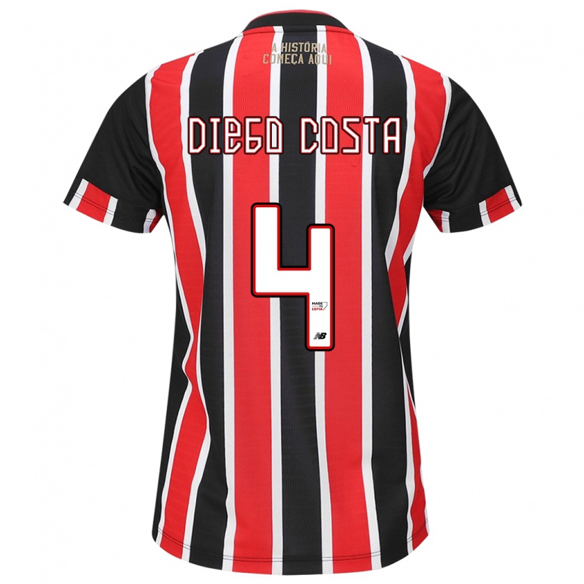 Kandiny Niño Camiseta Diego Costa #4 Negro Rojo Blanco 2ª Equipación 2024/25 La Camisa Chile