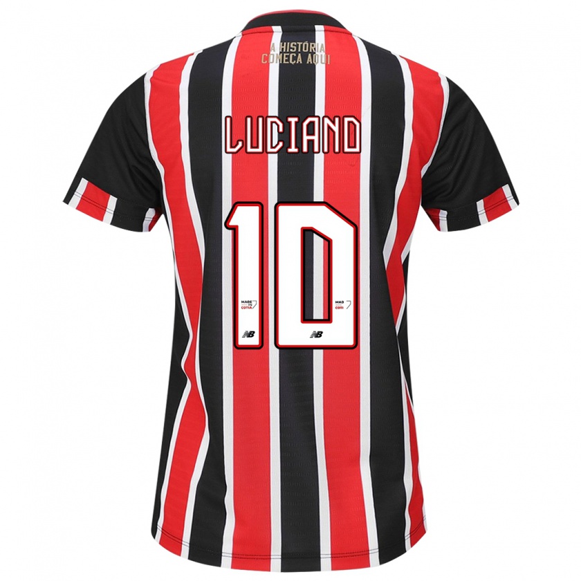 Kandiny Niño Camiseta Luciano #10 Negro Rojo Blanco 2ª Equipación 2024/25 La Camisa Chile