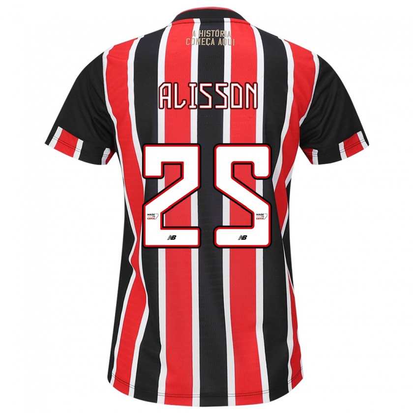 Kandiny Niño Camiseta Alisson #25 Negro Rojo Blanco 2ª Equipación 2024/25 La Camisa Chile