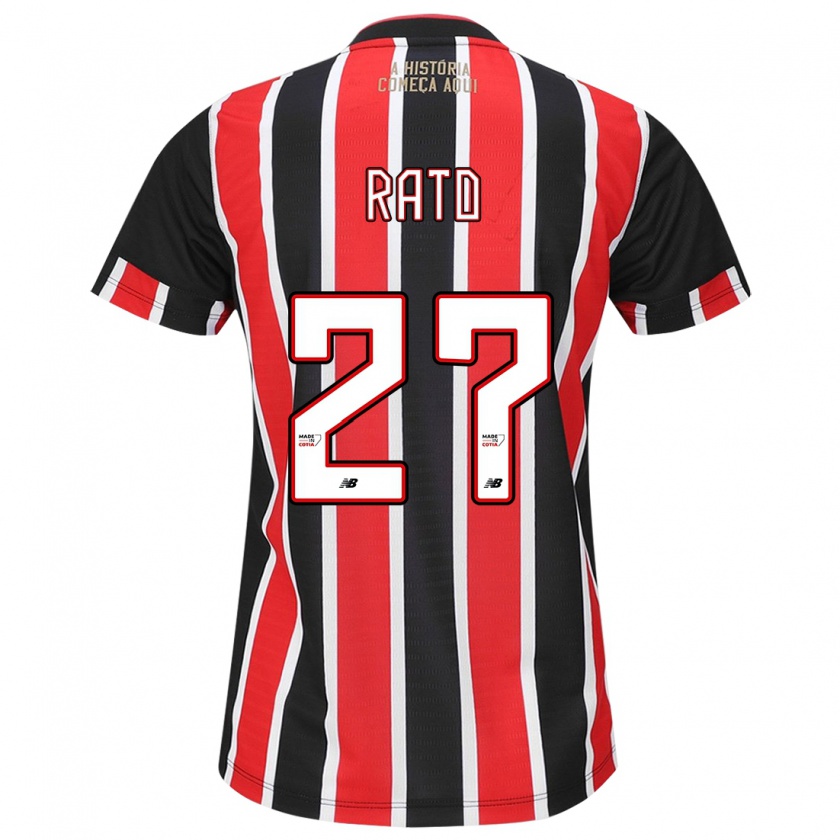 Kandiny Niño Camiseta Wellington Rato #27 Negro Rojo Blanco 2ª Equipación 2024/25 La Camisa Chile