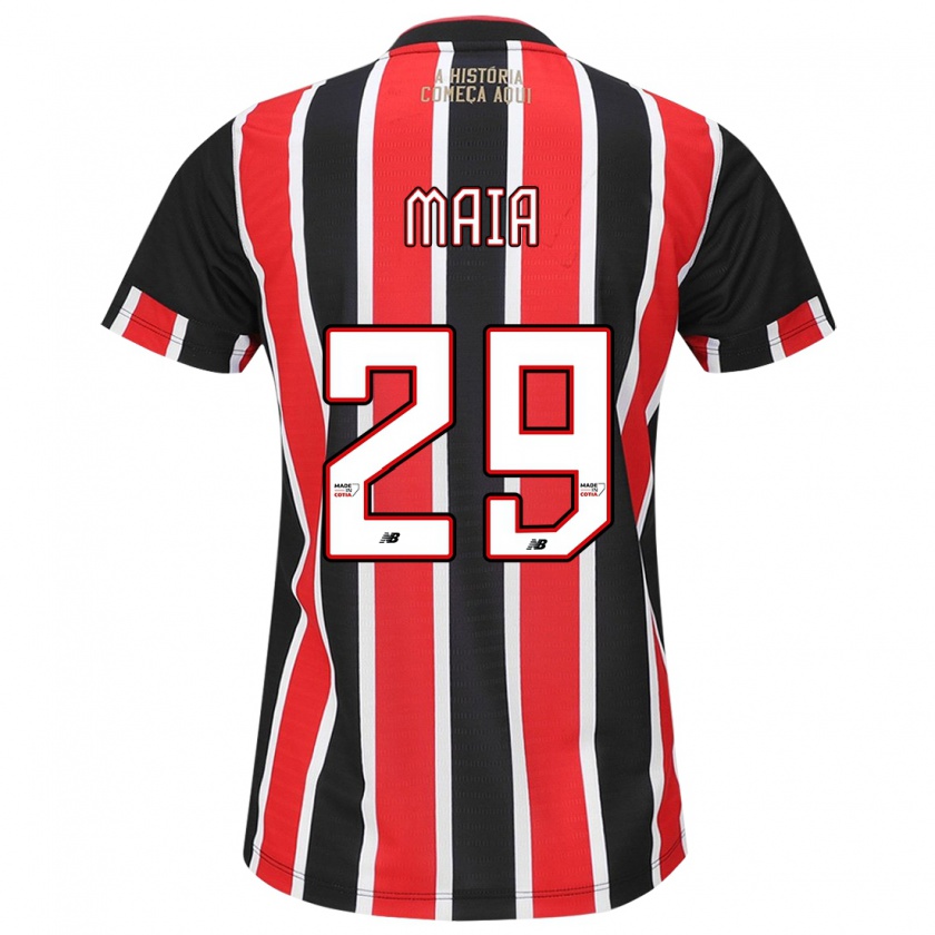 Kandiny Niño Camiseta Pablo Maia #29 Negro Rojo Blanco 2ª Equipación 2024/25 La Camisa Chile