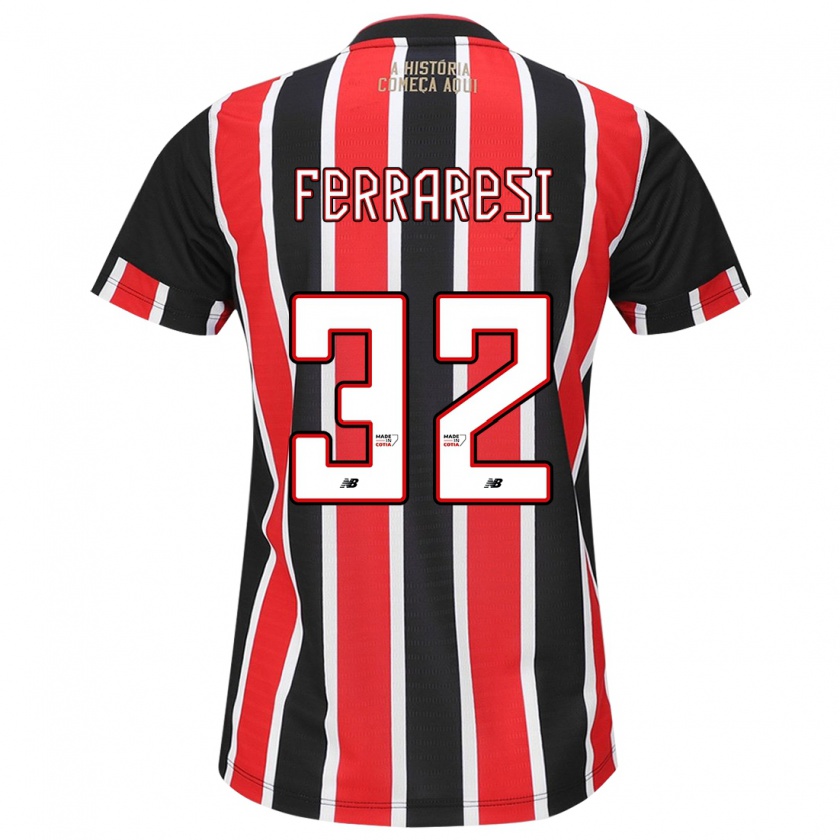 Kandiny Niño Camiseta Nahuel Ferraresi #32 Negro Rojo Blanco 2ª Equipación 2024/25 La Camisa Chile