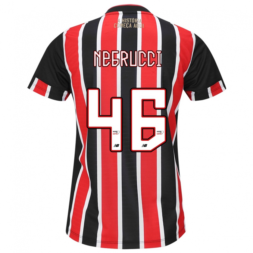 Kandiny Niño Camiseta Felipe Negrucci #46 Negro Rojo Blanco 2ª Equipación 2024/25 La Camisa Chile