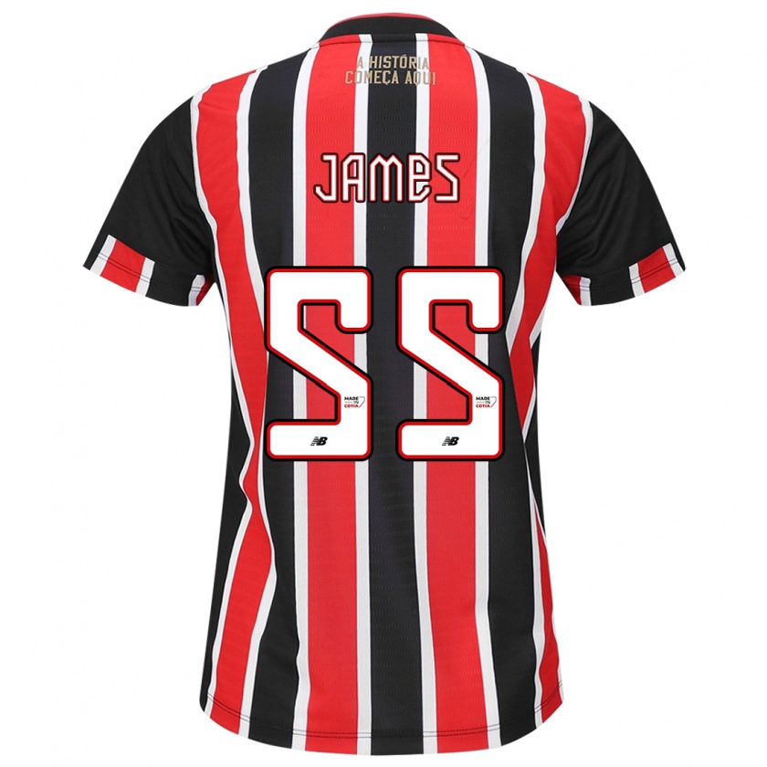 Kandiny Niño Camiseta James Rodríguez #55 Negro Rojo Blanco 2ª Equipación 2024/25 La Camisa Chile