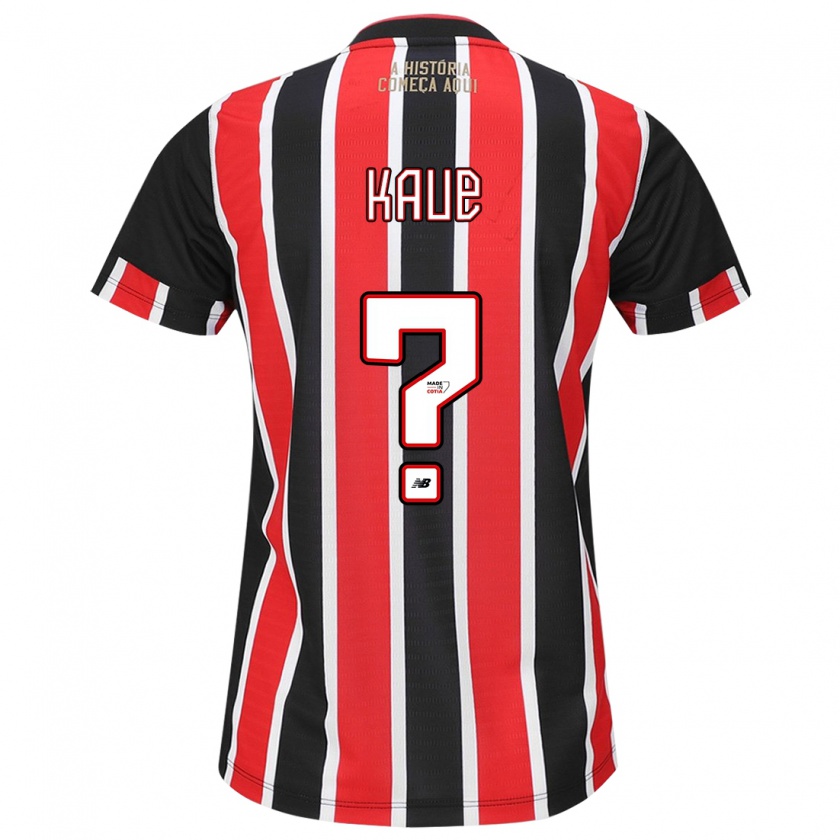 Kandiny Niño Camiseta Kauê Alves #0 Negro Rojo Blanco 2ª Equipación 2024/25 La Camisa Chile