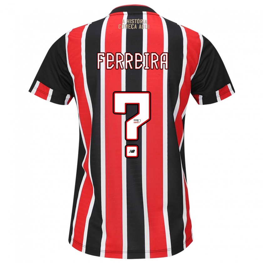 Kandiny Niño Camiseta Lucas Ferreira #0 Negro Rojo Blanco 2ª Equipación 2024/25 La Camisa Chile