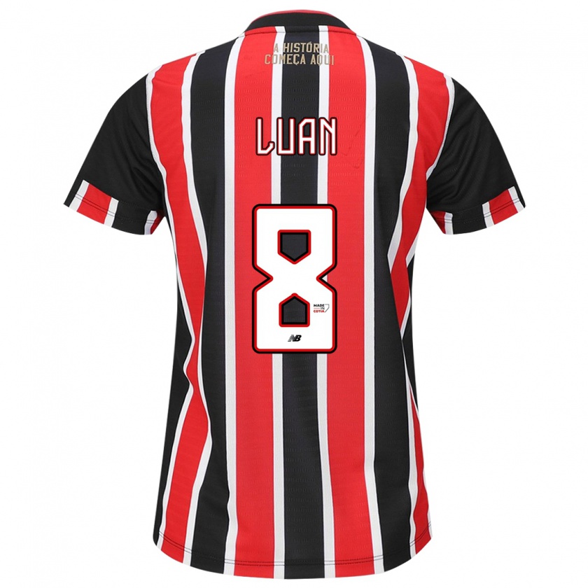 Kandiny Niño Camiseta Luan #8 Negro Rojo Blanco 2ª Equipación 2024/25 La Camisa Chile