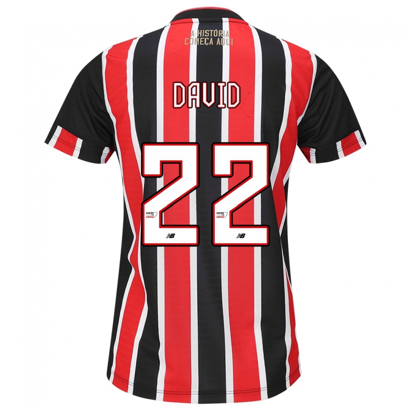 Kandiny Niño Camiseta David #22 Negro Rojo Blanco 2ª Equipación 2024/25 La Camisa Chile