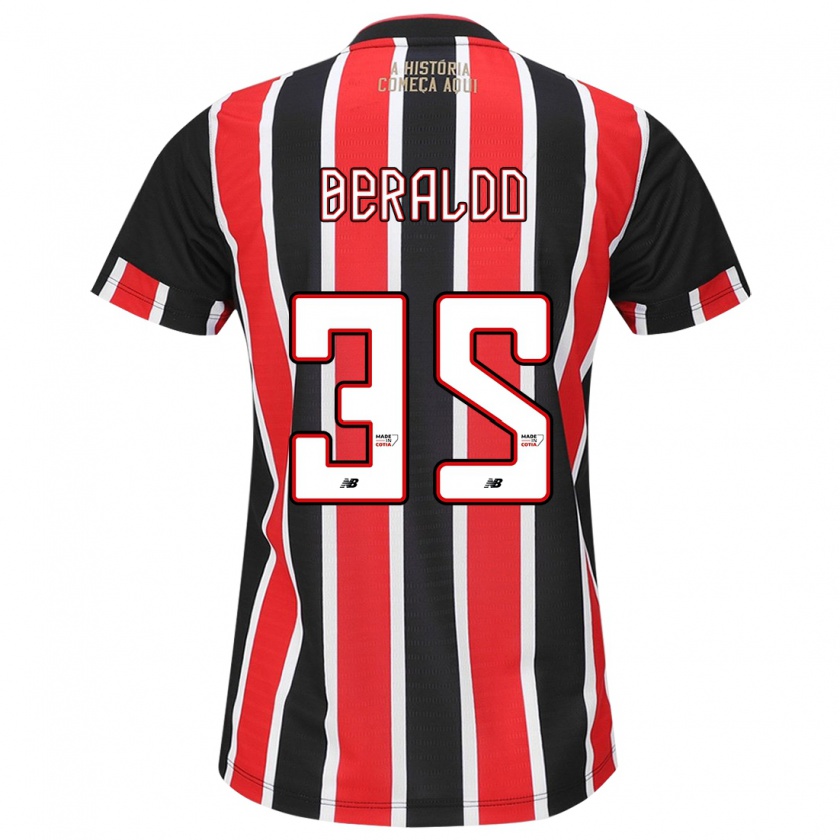 Kandiny Niño Camiseta Lucas Beraldo #35 Negro Rojo Blanco 2ª Equipación 2024/25 La Camisa Chile