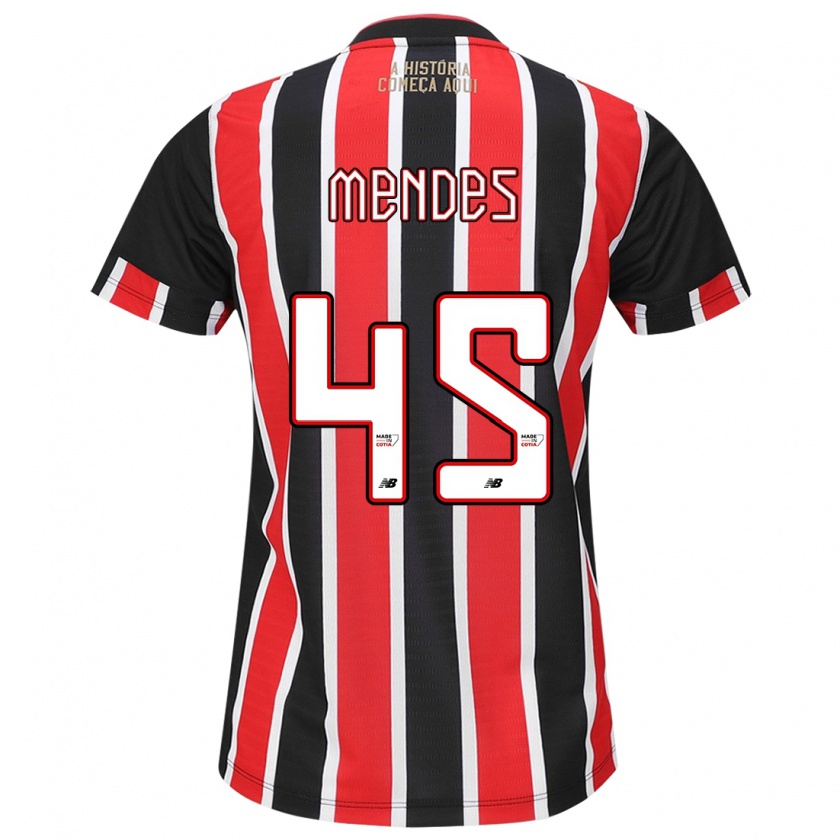 Kandiny Niño Camiseta Nathan Mendes #45 Negro Rojo Blanco 2ª Equipación 2024/25 La Camisa Chile