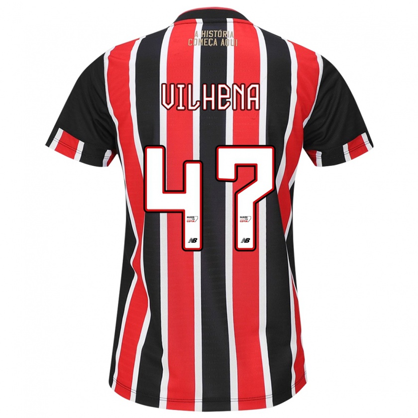 Kandiny Niño Camiseta Pedro Vilhena #47 Negro Rojo Blanco 2ª Equipación 2024/25 La Camisa Chile