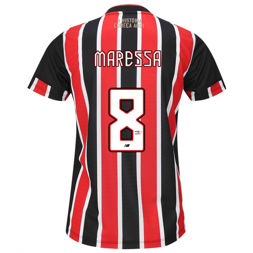 Kandiny Niño Camiseta Maressa #8 Negro Rojo Blanco 2ª Equipación 2024/25 La Camisa Chile