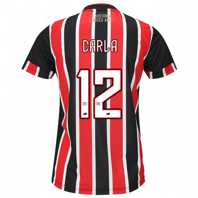 Kandiny Niño Camiseta Carla Maria Da Silva #12 Negro Rojo Blanco 2ª Equipación 2024/25 La Camisa Chile