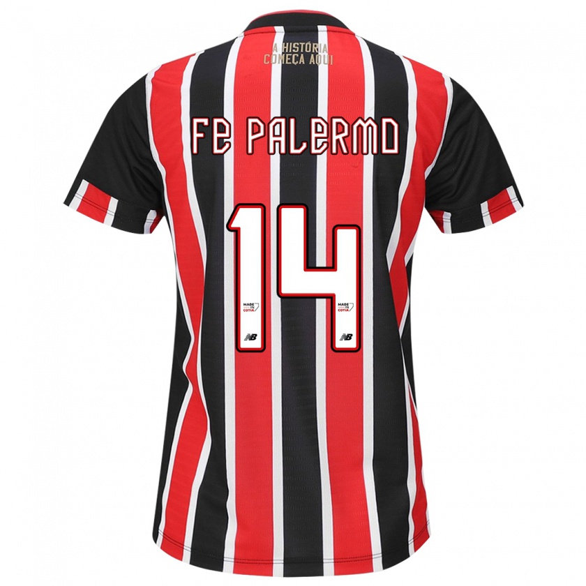 Kandiny Niño Camiseta Fe Palermo #14 Negro Rojo Blanco 2ª Equipación 2024/25 La Camisa Chile