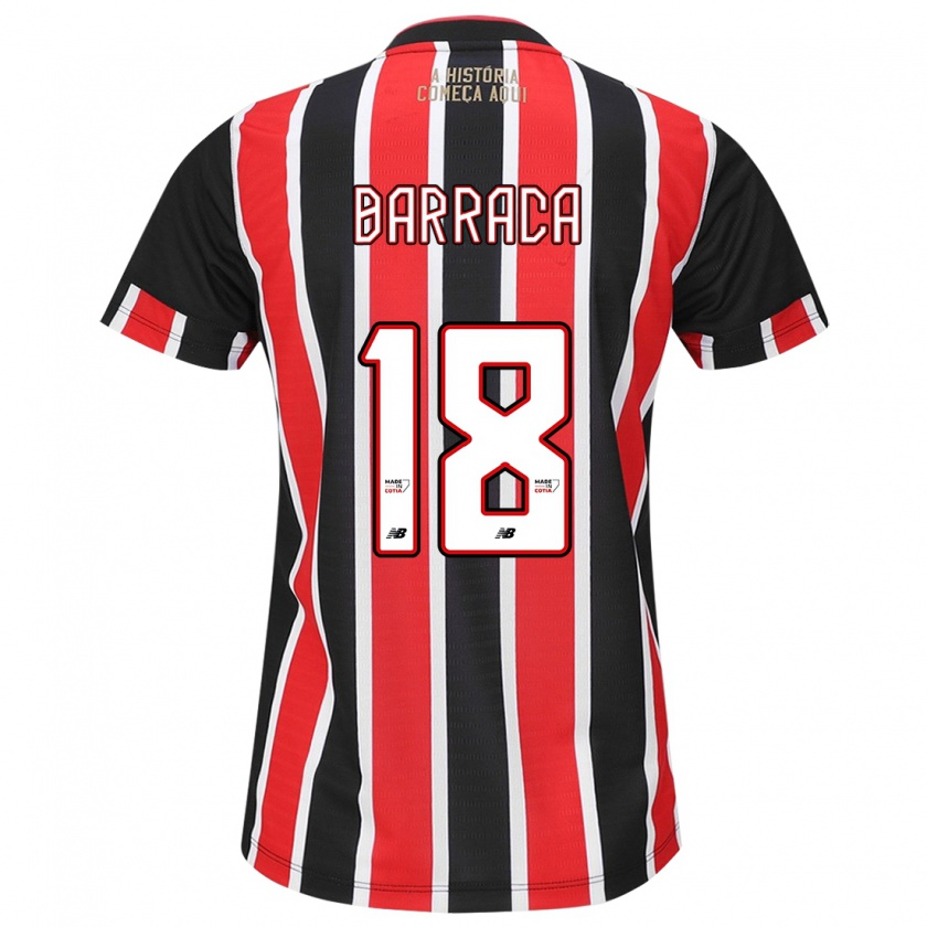 Kandiny Niño Camiseta Barraca #18 Negro Rojo Blanco 2ª Equipación 2024/25 La Camisa Chile