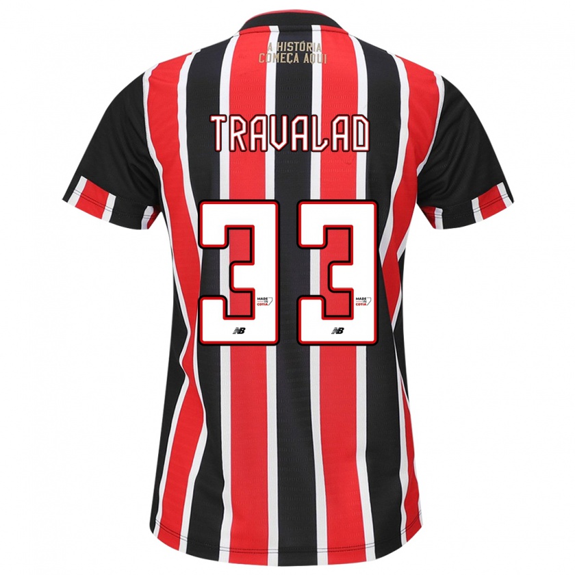 Kandiny Niño Camiseta Rafa Travalão #33 Negro Rojo Blanco 2ª Equipación 2024/25 La Camisa Chile