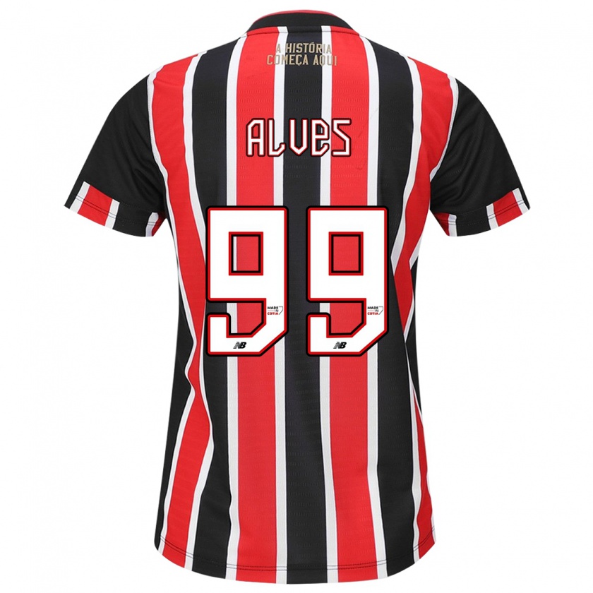 Kandiny Niño Camiseta Letícia Alves #99 Negro Rojo Blanco 2ª Equipación 2024/25 La Camisa Chile