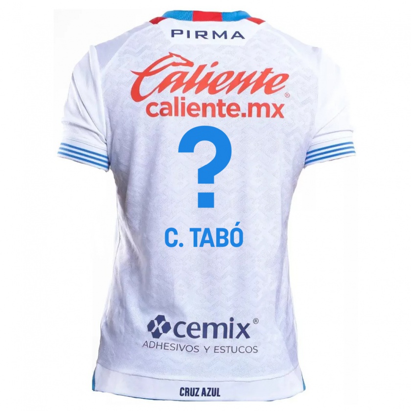 Kandiny Niño Camiseta Christian Tabó #0 Blanco Azul 2ª Equipación 2024/25 La Camisa Chile