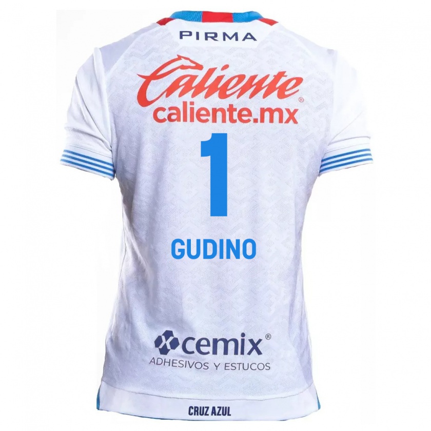 Kandiny Niño Camiseta Andrés Gudiño #1 Blanco Azul 2ª Equipación 2024/25 La Camisa Chile