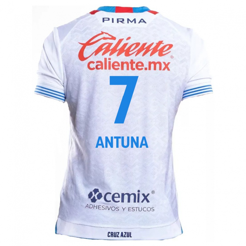 Kandiny Niño Camiseta Uriel Antuna #7 Blanco Azul 2ª Equipación 2024/25 La Camisa Chile