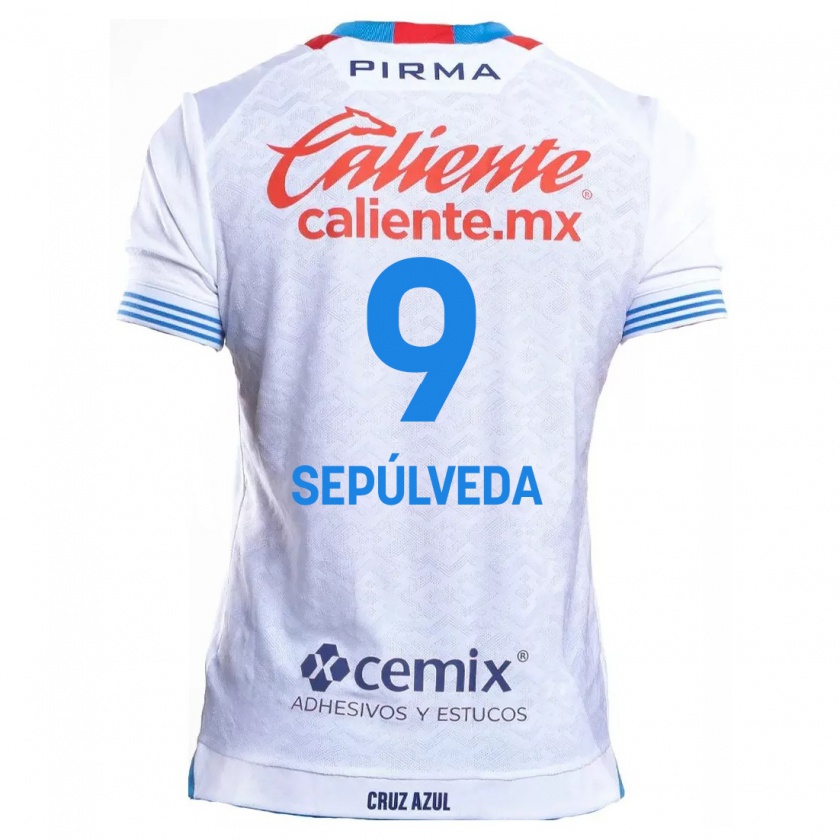 Kandiny Niño Camiseta Ángel Sepúlveda #9 Blanco Azul 2ª Equipación 2024/25 La Camisa Chile