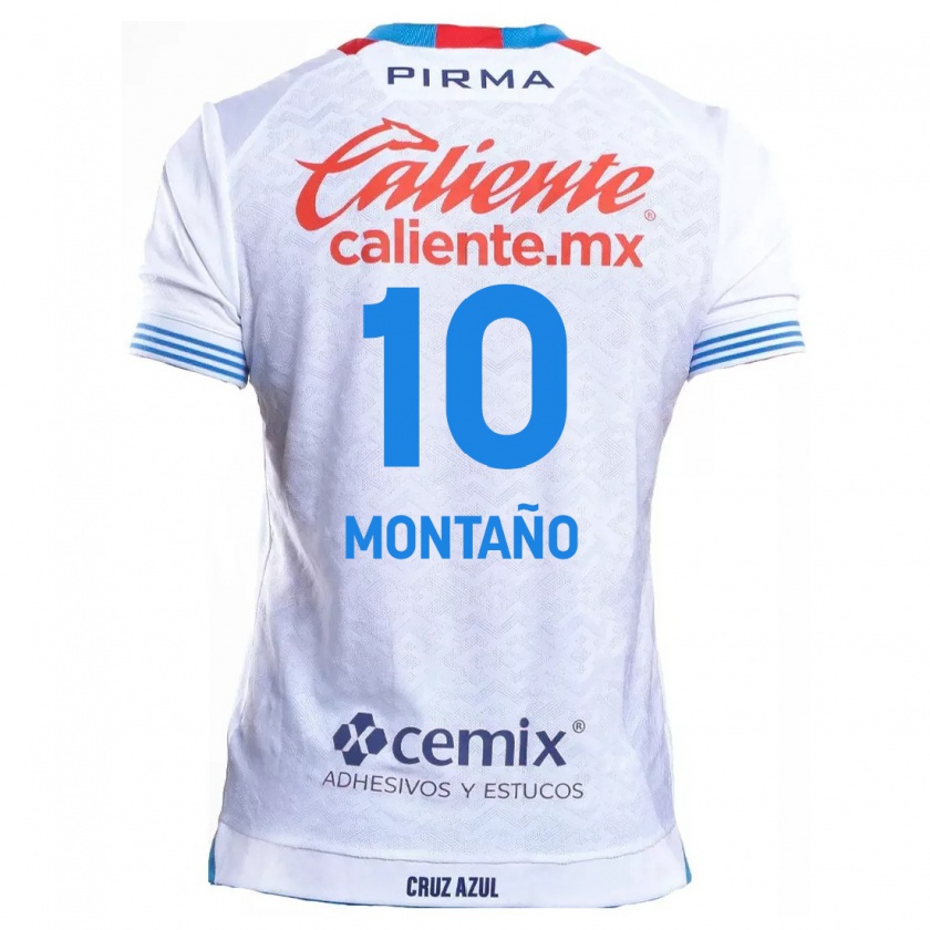 Kandiny Niño Camiseta Andrés Montaño #10 Blanco Azul 2ª Equipación 2024/25 La Camisa Chile