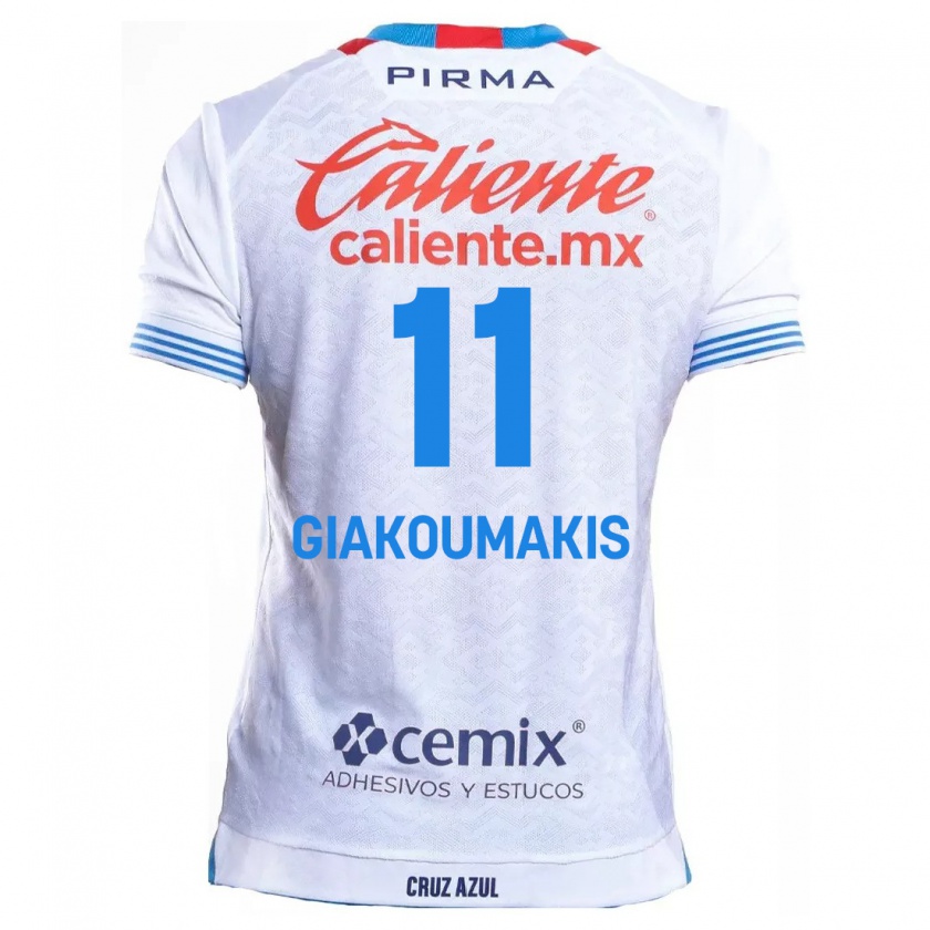 Kandiny Niño Camiseta Georgios Giakoumakis #11 Blanco Azul 2ª Equipación 2024/25 La Camisa Chile