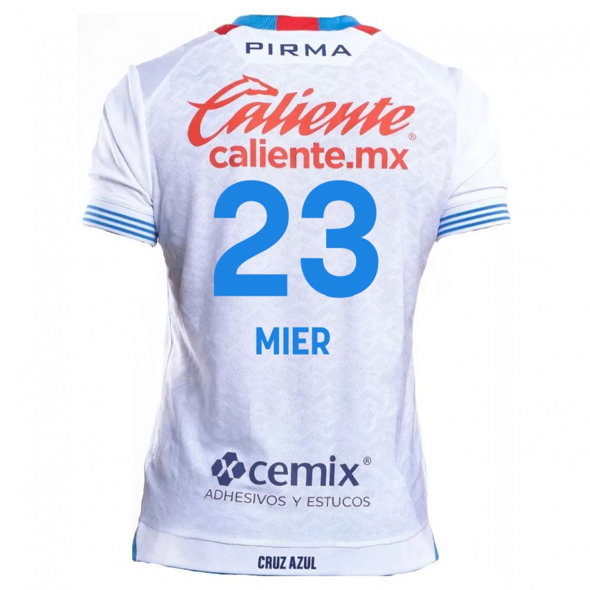 Kandiny Niño Camiseta Kevin Mier #23 Blanco Azul 2ª Equipación 2024/25 La Camisa Chile