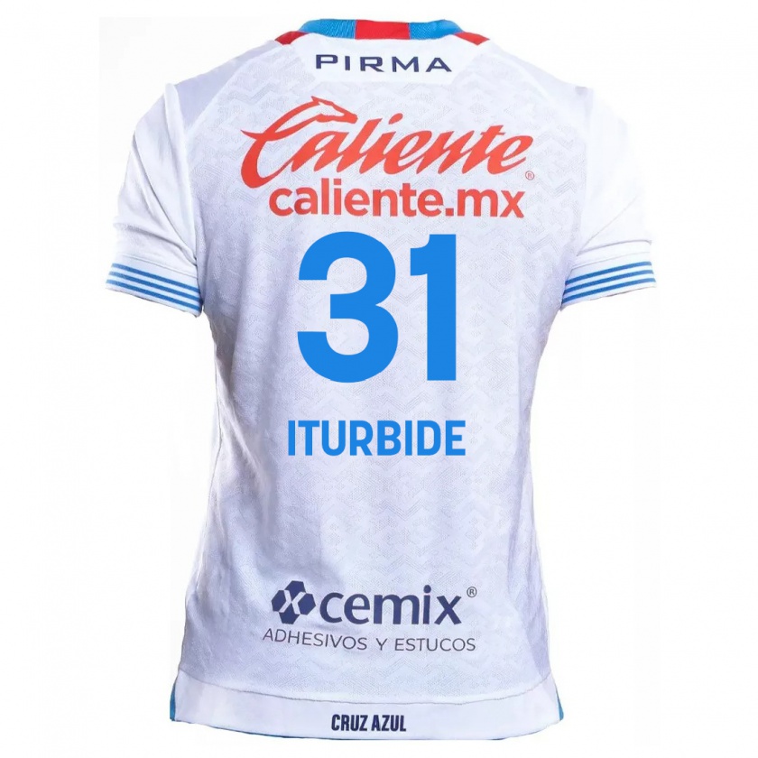 Kandiny Niño Camiseta Luis Iturbide #31 Blanco Azul 2ª Equipación 2024/25 La Camisa Chile