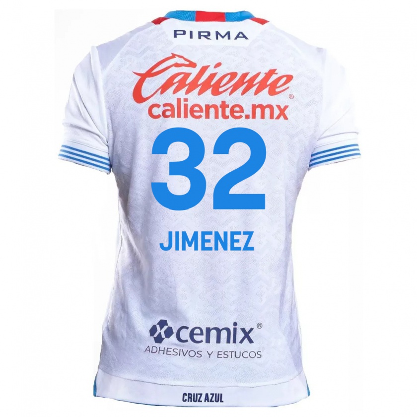 Kandiny Niño Camiseta Cristian Jiménez #32 Blanco Azul 2ª Equipación 2024/25 La Camisa Chile