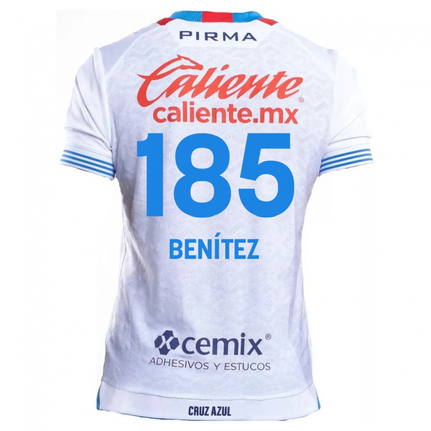 Kandiny Niño Camiseta Cristopher Benítez #185 Blanco Azul 2ª Equipación 2024/25 La Camisa Chile