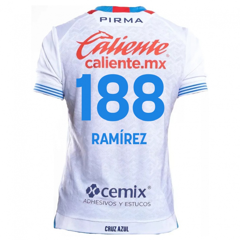 Kandiny Niño Camiseta Diego Ramírez #188 Blanco Azul 2ª Equipación 2024/25 La Camisa Chile