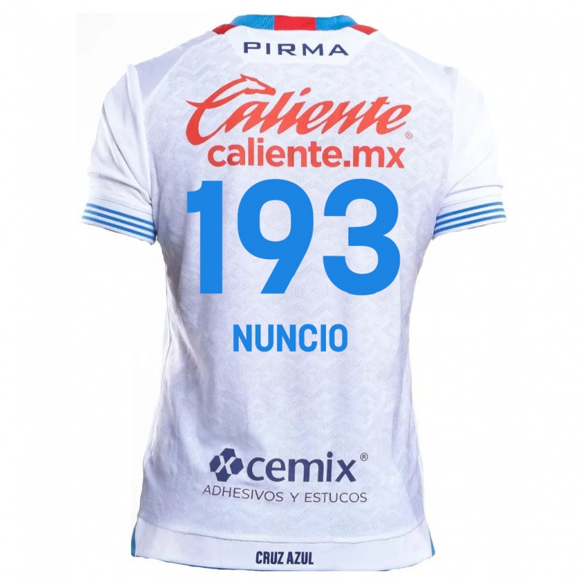 Kandiny Niño Camiseta Jorge Nuncio #193 Blanco Azul 2ª Equipación 2024/25 La Camisa Chile